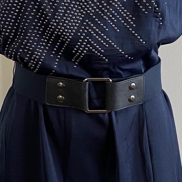 BCBG MAXAZRIA Runway Navy Metal Studded Dress - Picture 2 of 8